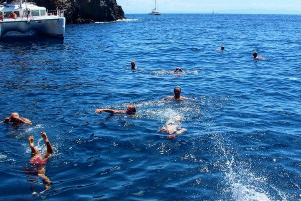 swimming off our boat in Sicily