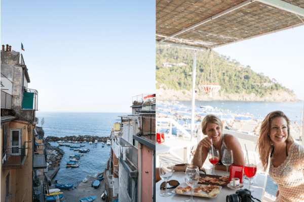 Italian Riviera Harbour and Food by the beach