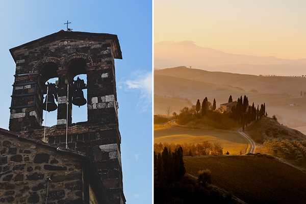 montalcino tower and sunrise